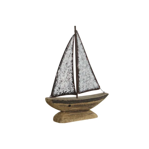 Koristehahmo Home ESPRIT Valkoinen Luonnollinen Kynttiläkone Vanhahtava viimeistely 26 x 6 x 34 cm