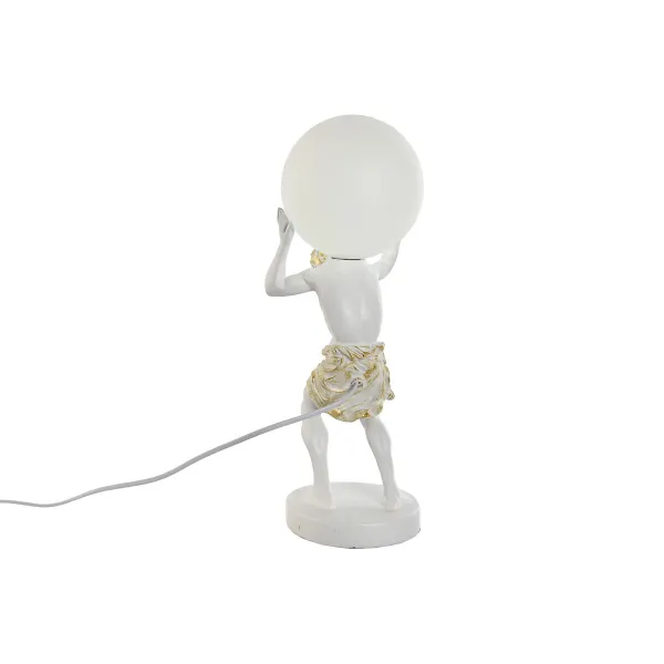 Galda lampa Home ESPRIT Balts Bronza Sveķi Plastmasa 220 V 18 x 17 x 44 cm