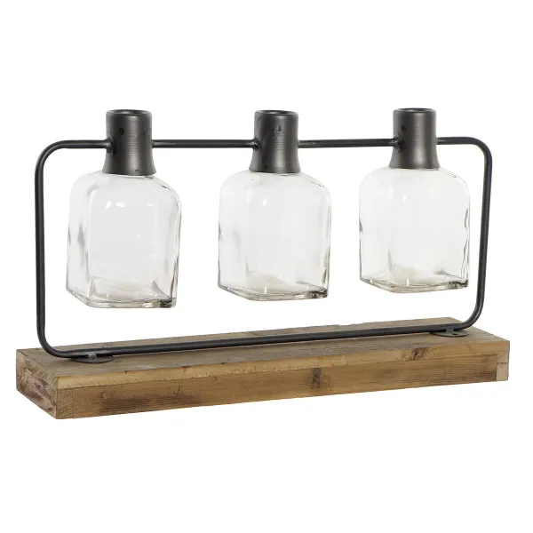 Vāze DKD Home Decor Melns Dabisks Metāls Stikls Paulovnijas koks 49 x 11 x 27 cm (3 Daudzums)