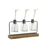 Vase DKD Home Decor Black Natural Metal Crystal Paolownia wood 49 x 11 x 27 cm (3 Pieces)