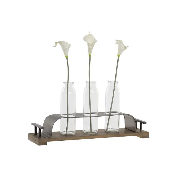 Кувшин DKD Home Decor Коричневый Чёрный Металл Стеклянный 45 x 11 x 22 cm (3 Предметы)