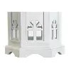Фонарь DKD Home Decor Verouderde afwerking Balts Tumši pelēks Koks Stikls 19 x 17 x 39 cm