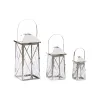 Фонарь Home ESPRIT Sudrabains Stikls Tērauds Hromēts 20 x 20 x 48 cm (3 Daudzums)