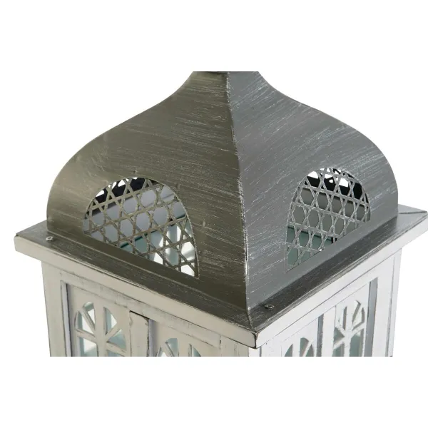 Фонарь DKD Home Decor Verouderde afwerking Balts Pelēks Koks Stikls 19 x 19 x 42 cm