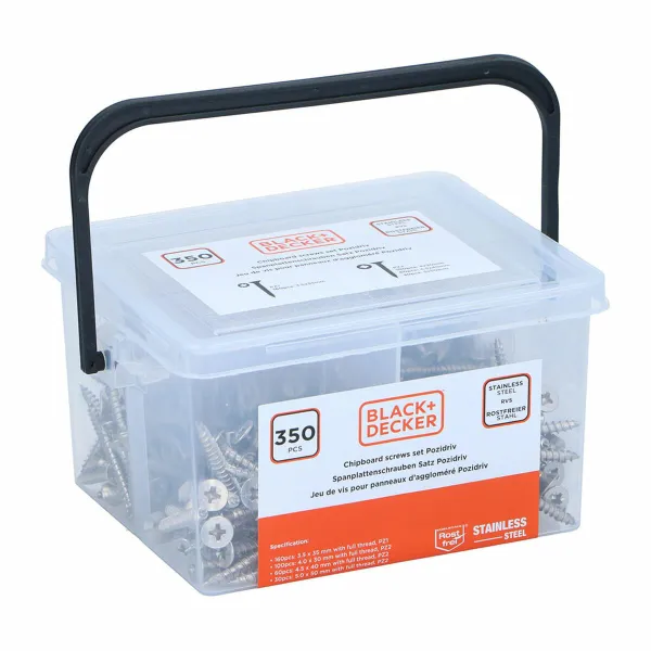 Varžtų komplektas Black & Decker Pozidriv Medžio 350 Dalys