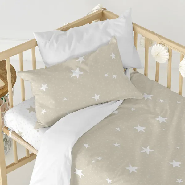 Apakšējā lapa HappyFriday BASIC KIDS Balts Bēšs 70 x 140 x 14 cm Zvaigznes
