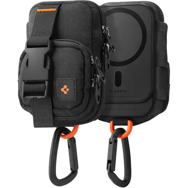 Spigen Snap Zip MagFit Pouch - MagSafe Compact Bag/Magnetic Organizer (Black)
