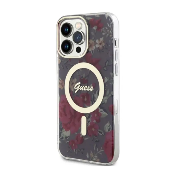 Guess Flower MagSafe - Case for iPhone 14 Pro Max (Green)