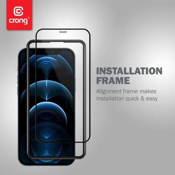 Crong Anti-Bacterial 3D Armor Glass – 9H tempered glass for the entire iPhone 12 Mini screen + installation frame