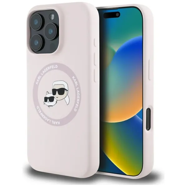 Karl Lagerfeld Silicone Double Heads And Circle MagSafe - Case for iPhone 16 Pro (pink)