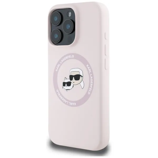 Karl Lagerfeld Silicone Double Heads And Circle MagSafe - Case for iPhone 16 Pro (pink)