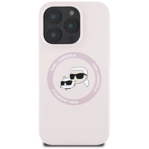 Karl Lagerfeld Silicone Double Heads And Circle MagSafe - Case for iPhone 16 Pro (pink)