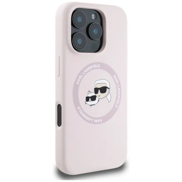 Karl Lagerfeld Silicone Double Heads And Circle MagSafe - Case for iPhone 16 Pro (pink)