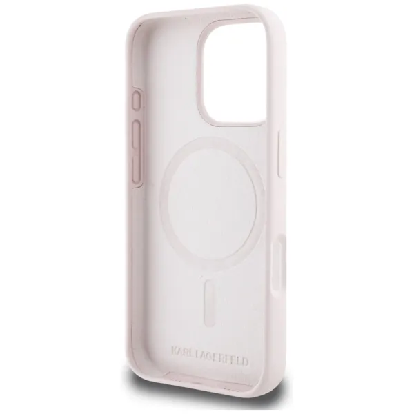 Karl Lagerfeld Silicone Double Heads And Circle MagSafe - Case for iPhone 16 Pro (pink)