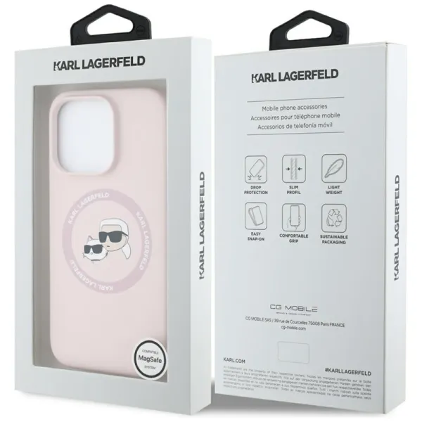Karl Lagerfeld Silicone Double Heads And Circle MagSafe - Case for iPhone 16 Pro (pink)