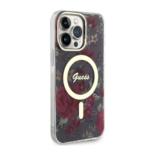 Guess Flower MagSafe - Case for iPhone 14 Pro Max (Green)