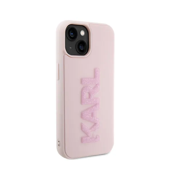 Karl Lagerfeld 3D Rubber Glitter Logo - Case for iPhone 15 Plus (pink)