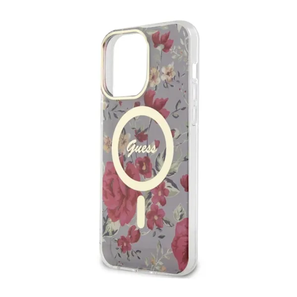 Guess Flower MagSafe - Case for iPhone 14 Pro Max (Green)