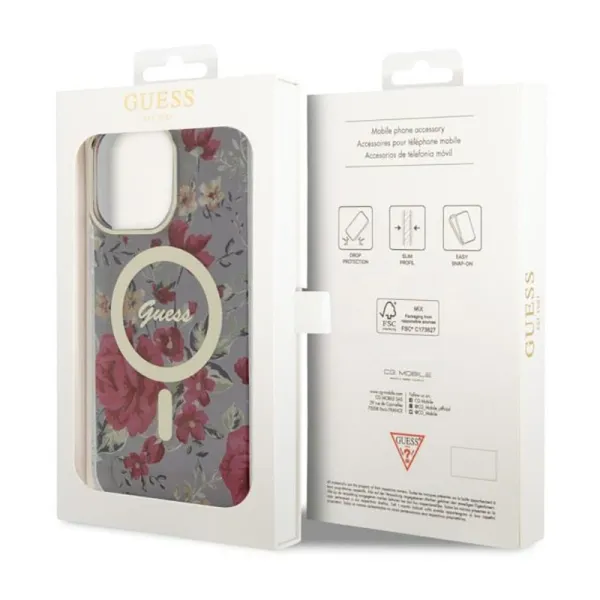 Guess Flower MagSafe - Case for iPhone 14 Pro Max (Green)