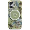Guess Glitter Flowers Triangle Buttons MagSafe - Case for iPhone 16 (green)