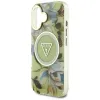 Guess Glitter Flowers Triangle Buttons MagSafe - Case for iPhone 16 (green)