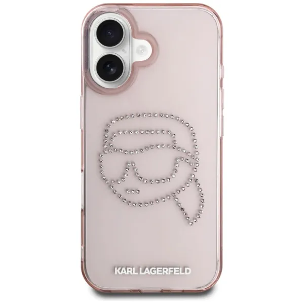 Karl Lagerfeld IML Rhinestones Karl Head - Case for iPhone 16 (pink)