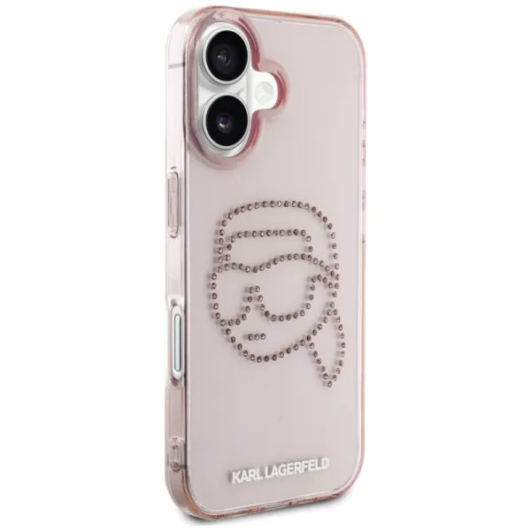 Karl Lagerfeld IML Rhinestones Karl Head - Case for iPhone 16 (pink)