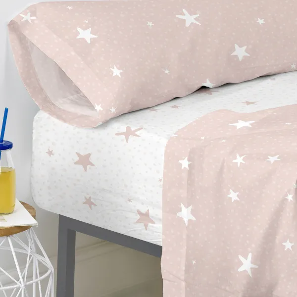 Fitted sheet HappyFriday BASIC KIDS Pink 105 x 200 x 32 cm