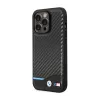 BMW Leather Carbon Blue Line - Case for iPhone 13 Pro (Black)