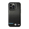 BMW Leather Carbon Blue Line - Case for iPhone 13 Pro (Black)