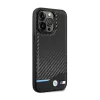 BMW Leather Carbon Blue Line - Case for iPhone 13 Pro (Black)