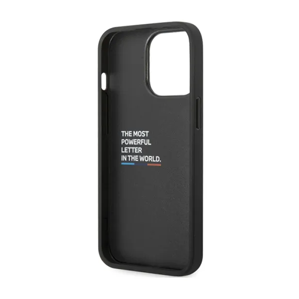 BMW Leather Carbon Blue Line - Case for iPhone 13 Pro (Black)