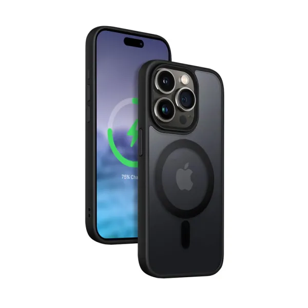 Crong Hybrid Frost MAG Cover - iPhone 15 Pro Max MagSafe Case (Black)