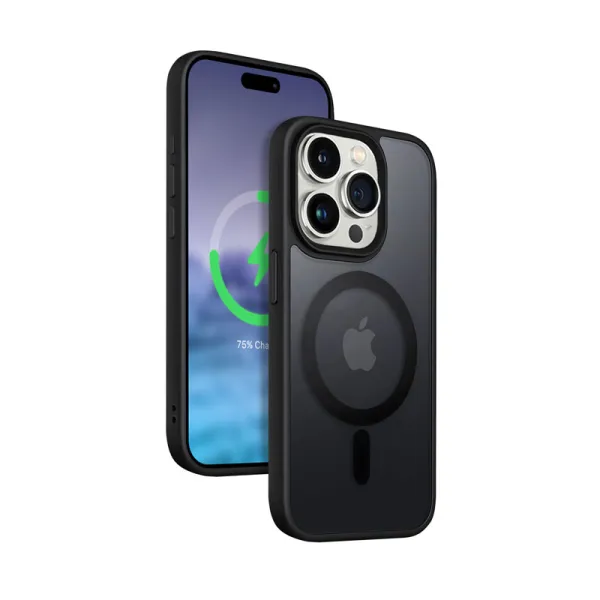Crong Hybrid Frost MAG Cover - iPhone 15 Pro Max MagSafe Case (Black)