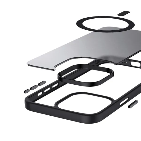Crong Hybrid Frost MAG Cover - iPhone 15 Pro Max MagSafe Case (Black)