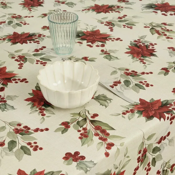 Traipiem izturīgs sveķu galdauts Belum Christmas Sarkans Zaļš Lins 200 x 150 cm