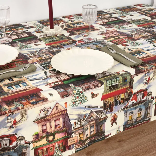 Dėmėms atspari derva dengta staltiesė Belum Christmas City Spalvotas 200 x 150 cm