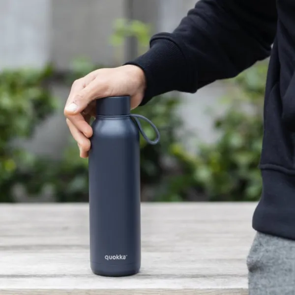 Quokka Solid With Strap - 630 ml Stainless Steel Thermos Bottle with Strap (Slate)