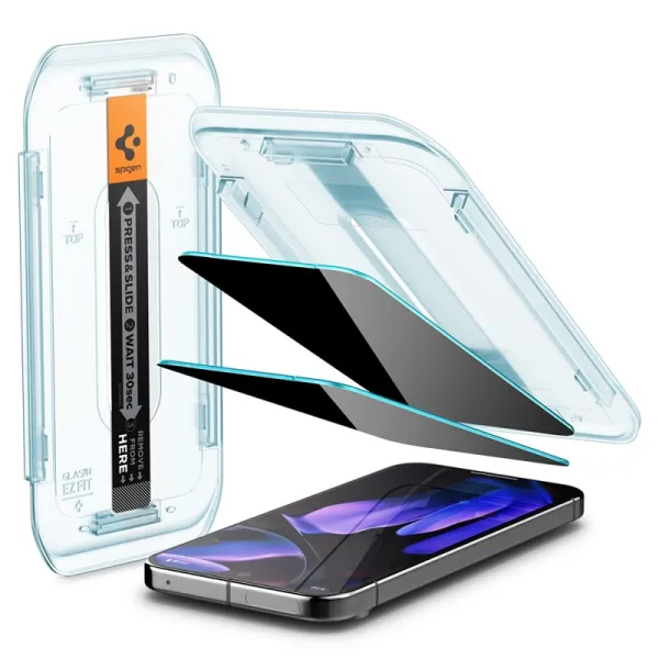 Spigen GLAS.TR EZ FIT Privacy 2-Pack - Tempered Glass with Privacy Filter for Google Pixel 9 / 9 Pro / 10 / 10 Pro (2 pcs)