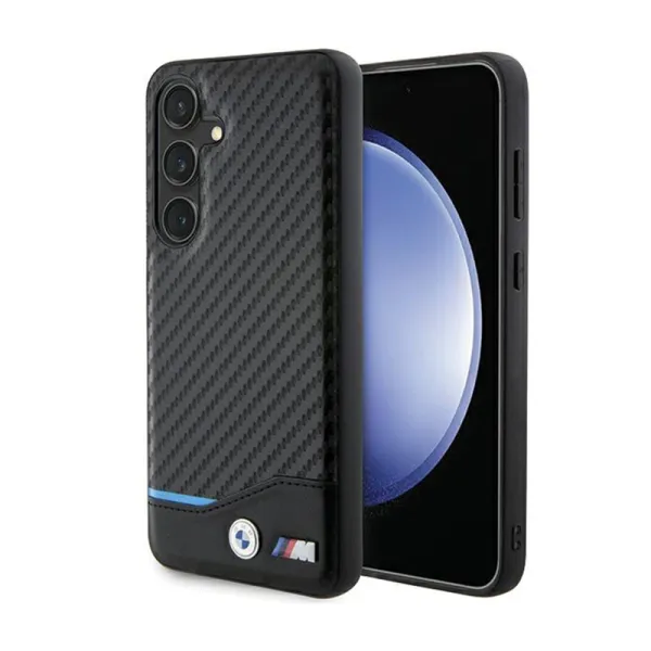 BMW Leather Carbon Blue Line - Case for Samsung Galaxy S24 (black)