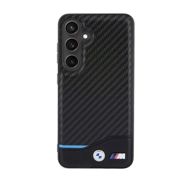 BMW Leather Carbon Blue Line - Case for Samsung Galaxy S24 (black)