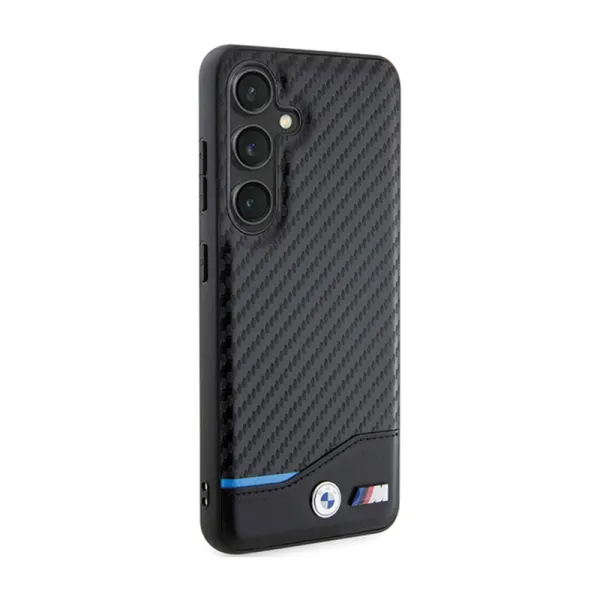 BMW Leather Carbon Blue Line - Case for Samsung Galaxy S24 (black)
