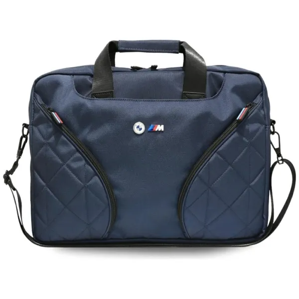 BMW Nylon Pockets & Metal Logo - 16" Notebook Bag (Navy Blue)