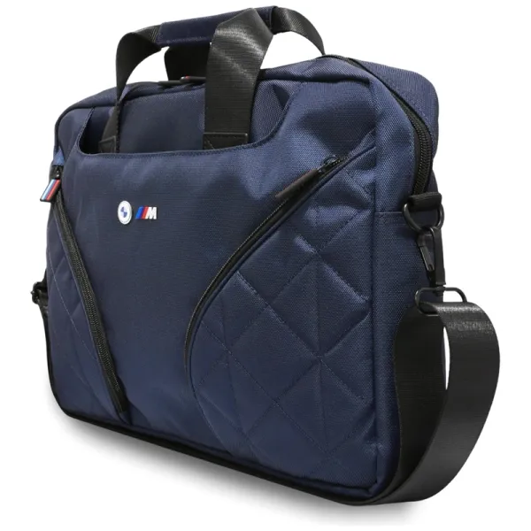 BMW Nylon Pockets & Metal Logo - 16" Notebook Bag (Navy Blue)