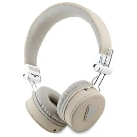Guess Grained Classic Round Shape - Wireless Over-Ear Bluetooth ENC Headphones (Beige)