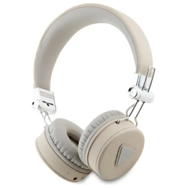 Guess Grained Classic Round Shape - Wireless Over-Ear Bluetooth ENC Headphones (Beige)