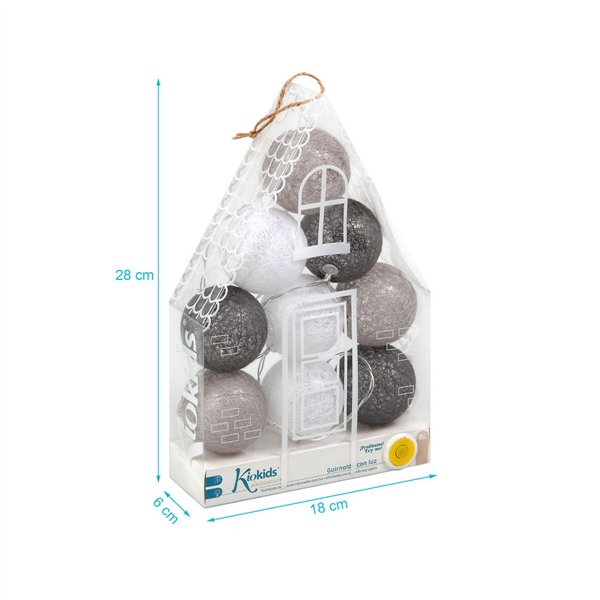 LED-valopallokranssi 150 cm Harmaa