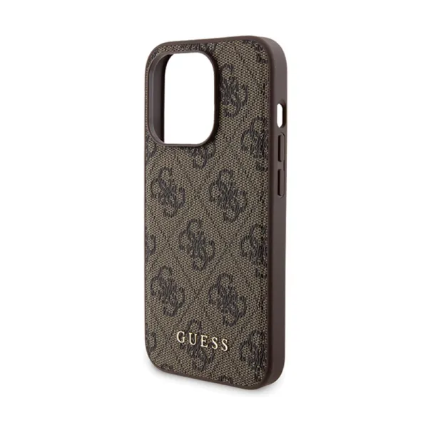 Guess Bundle Pack MagSafe 4G Metal Gold Logo - Case set + Power Bank 5000mAh MagSafe iPhone 15 Pro (brown)