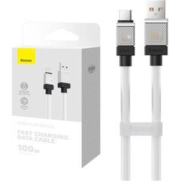 „Baseus“ laidas „CoolPlay USB - USB-C“ 1 m 100 W, baltas