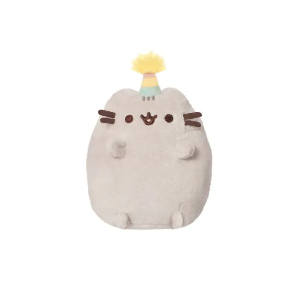 Pusheen - Plush stuffed animal in a birthday hat, 12 cm